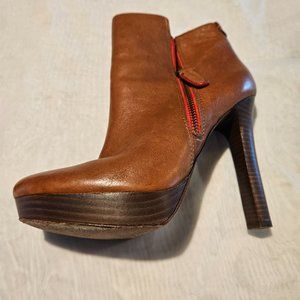 Coach Chryssa Bootie Brown Ankle Boot Stiletto Heel 7